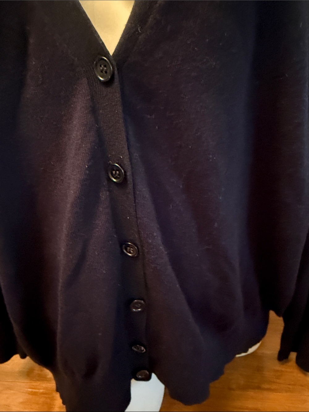 dressbarn Black V-Neck Button-Front Lightweight Cardigan - Picture 4 of 7